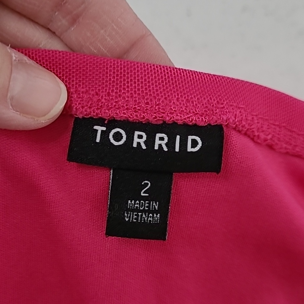 Torrid Vibrant Pink Ruched Sleeveless Midi Dress size 2 (2X 18-20) - Picture 5 of 10